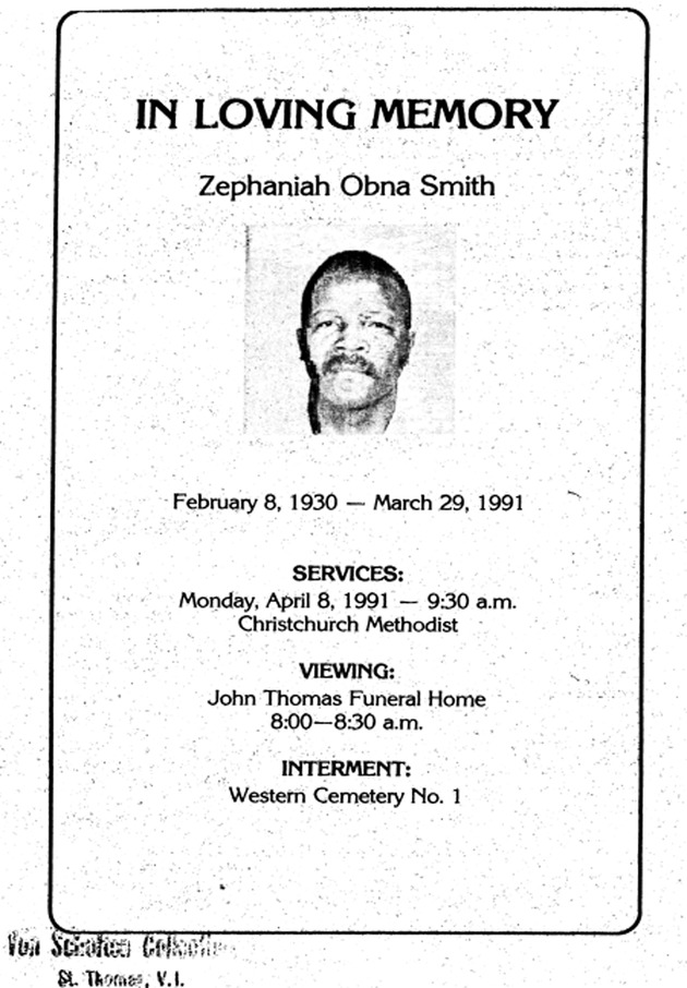 Funeral Booklet for Zephaniah O. Smith - Page 1