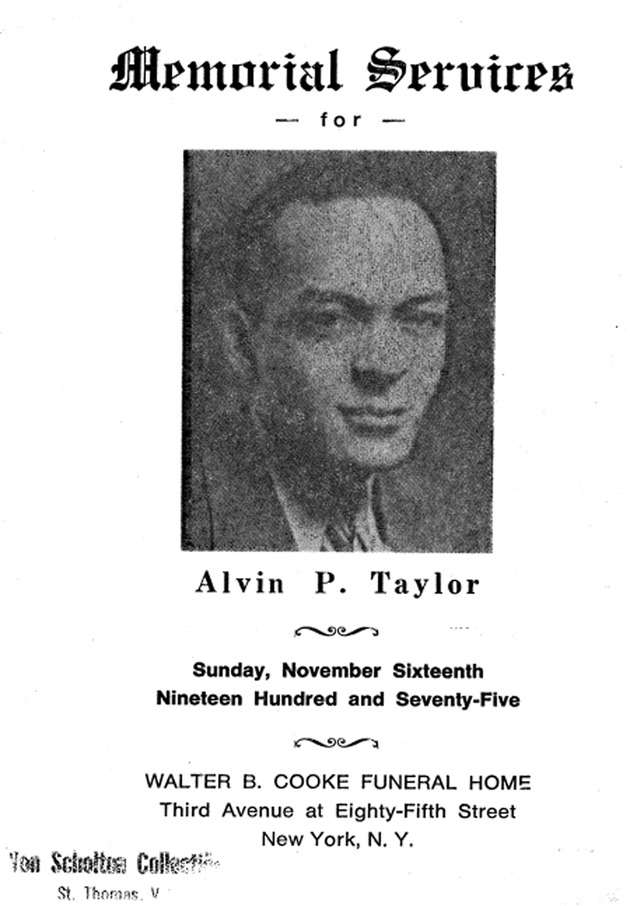 Funeral Booklet for Alvin P. Taylor - Page 1