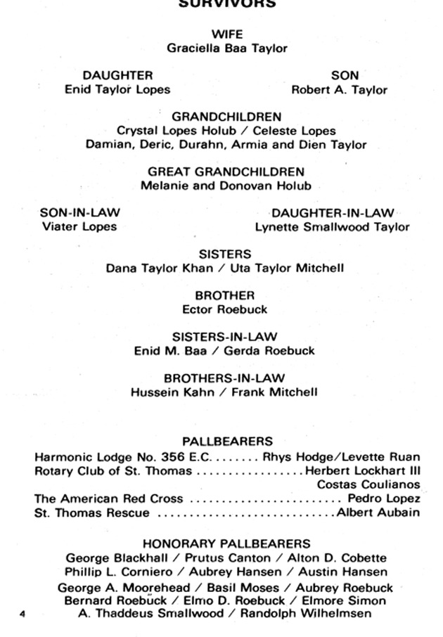 Funeral Booklet for Bernardo Edwin Leroy Taylor - Page 3