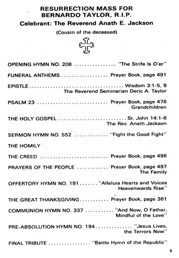 Funeral Booklet for Bernardo Edwin Leroy Taylor - Page 4