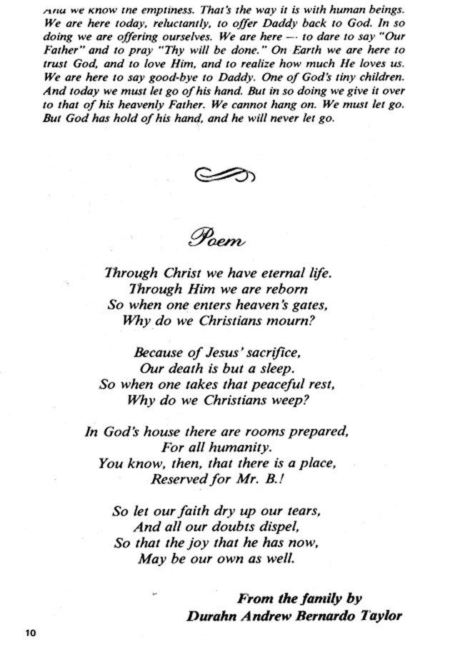 Funeral Booklet for Bernardo Edwin Leroy Taylor - Page 6