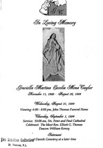 Funeral Booklet for Graciella Martina Cecilia Mena Taylor