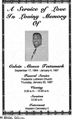 Funeral Booklet for Calvin Alonzo Testamark