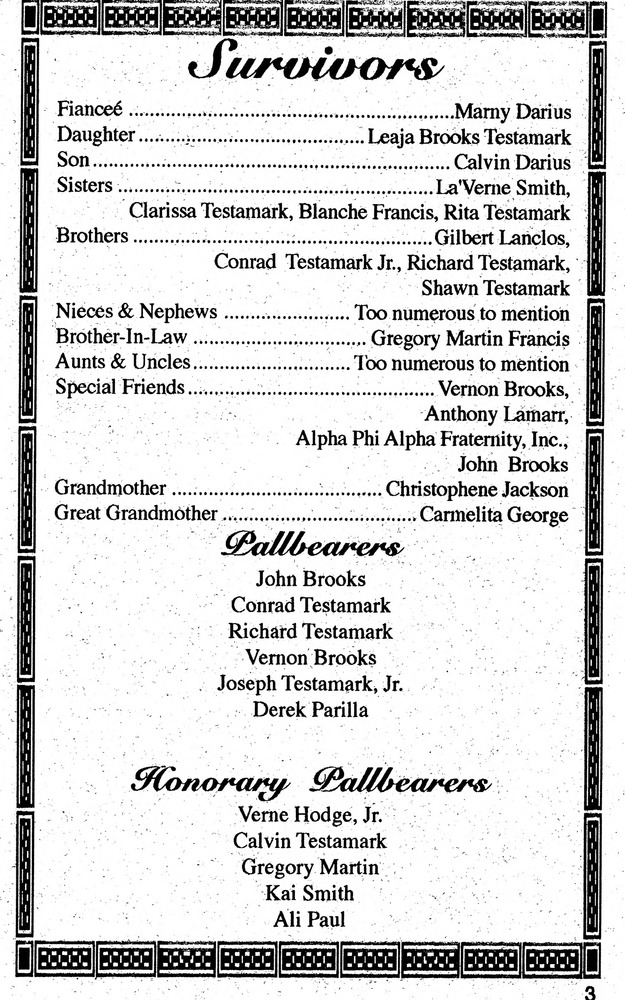 Funeral Booklet for Calvin Alonzo Testamark - Page 3