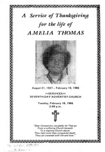 Funeral Booklet for Amelia Thomas