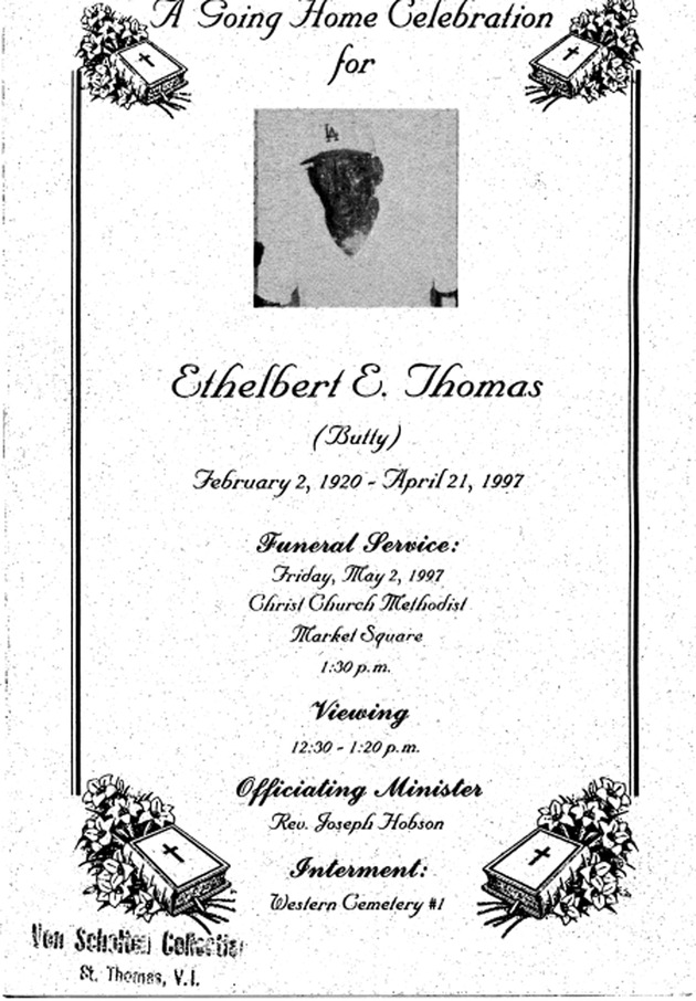 Funeral Booklet for Ethelbert E. Thomas - Page 1