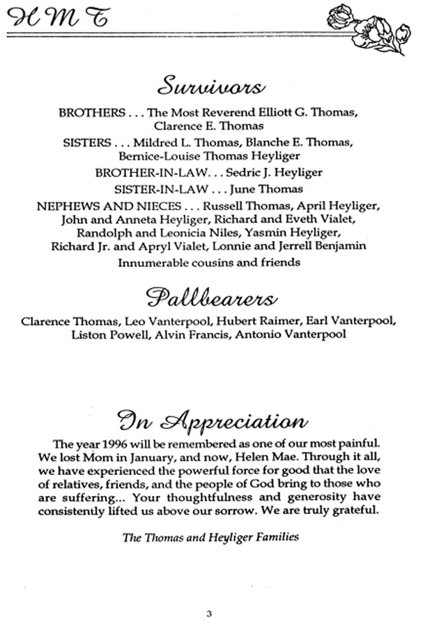 Funeral Booklet for Helen Mae Thomas - Page 3