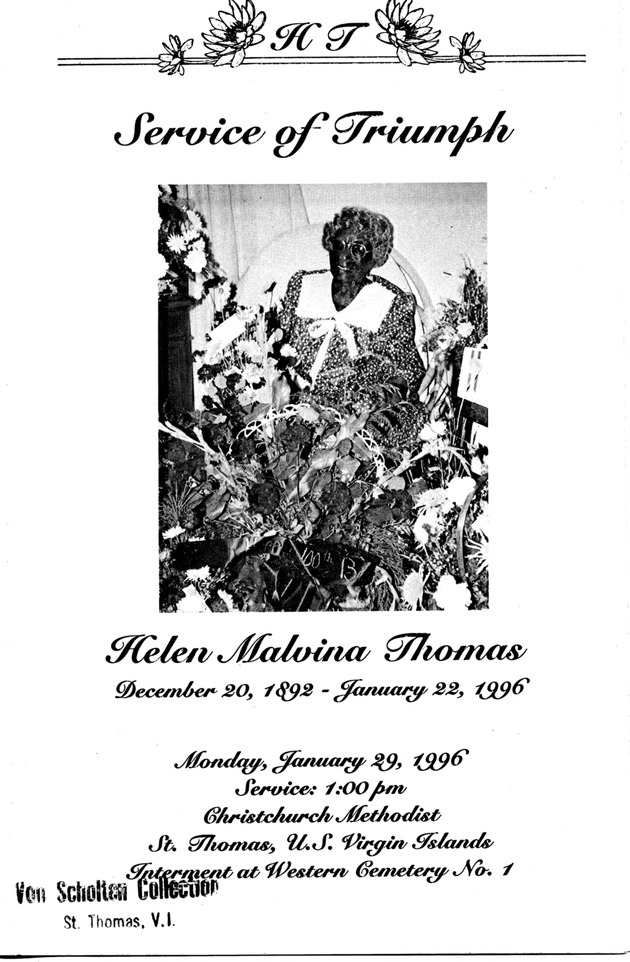 Funeral Booklet for Helen Malvina Thomas - Page 1