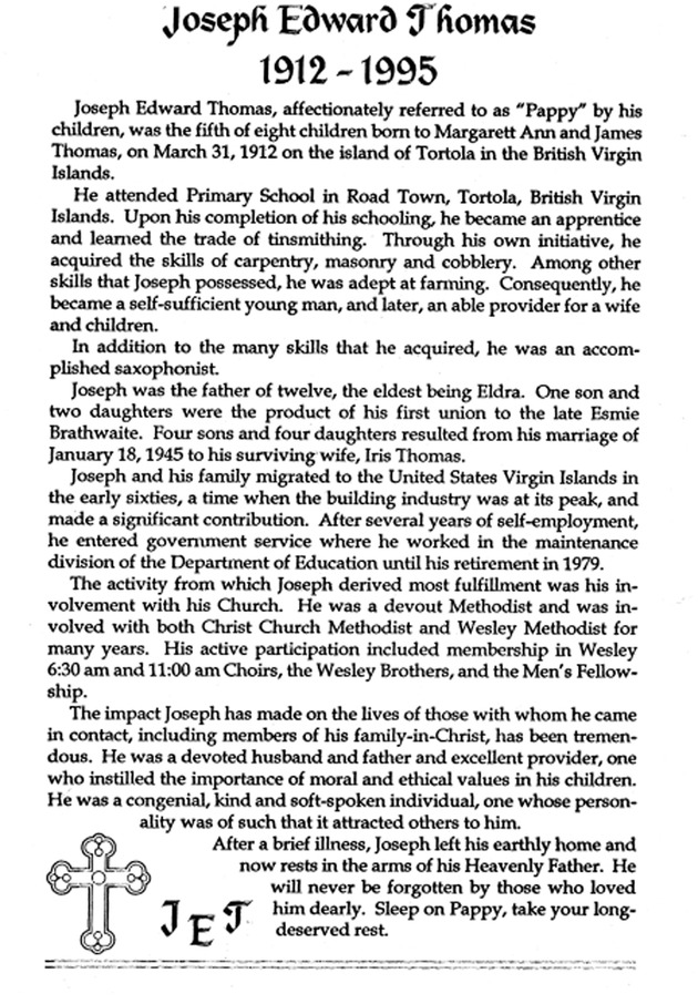 Funeral Booklet for Joseph Edgar Thomas - Page 2