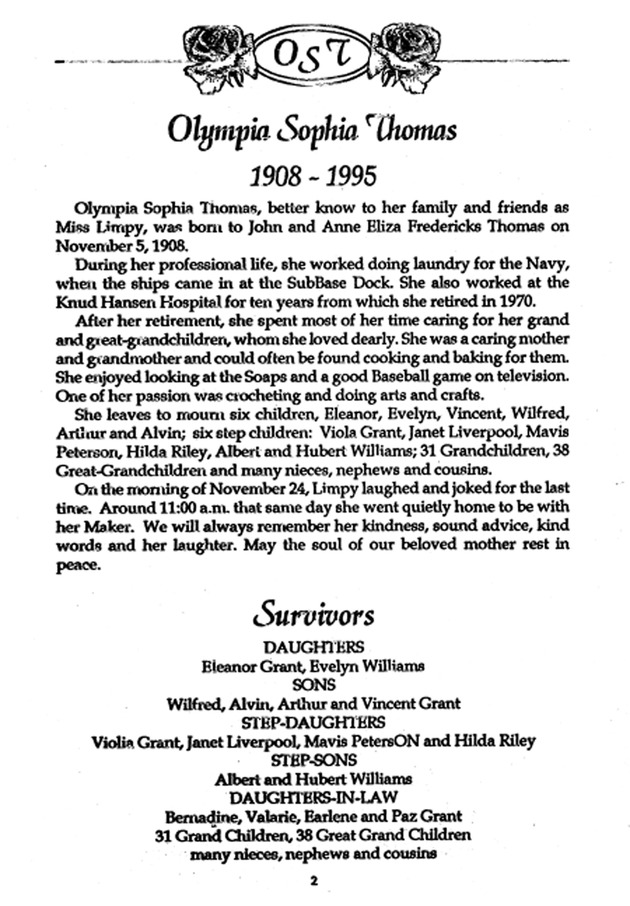 Funeral Booklet for Olympia Sophia Thomas - Page 2