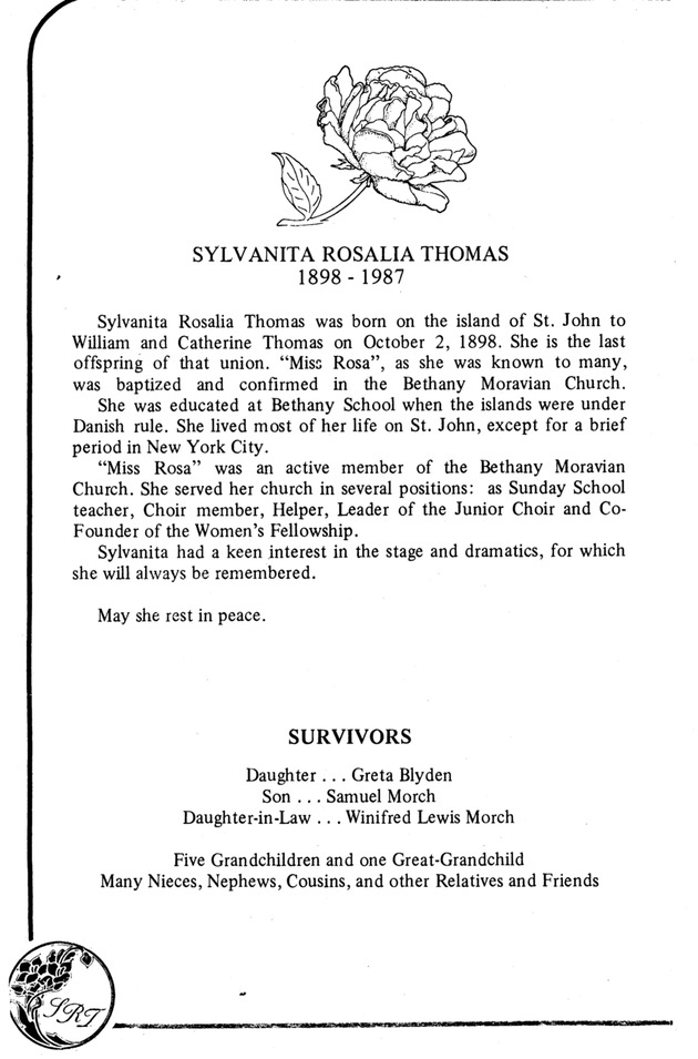 Funeral Booklet for Sylvanita Rosalia Thomas - Page 2