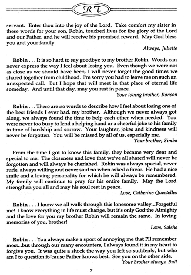 Funeral Booklet for Robin Avery Todman - Page 6