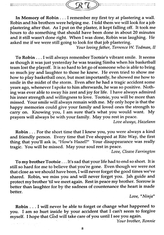 Funeral Booklet for Robin Avery Todman - Page 7