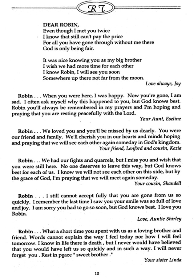 Funeral Booklet for Robin Avery Todman - Page 9