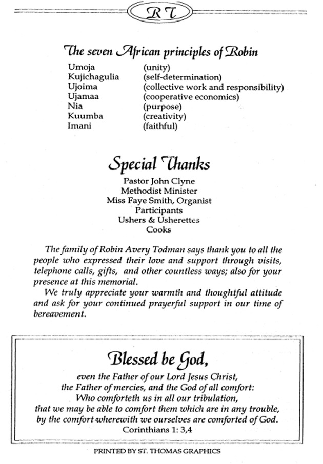 Funeral Booklet for Robin Avery Todman - Page 11