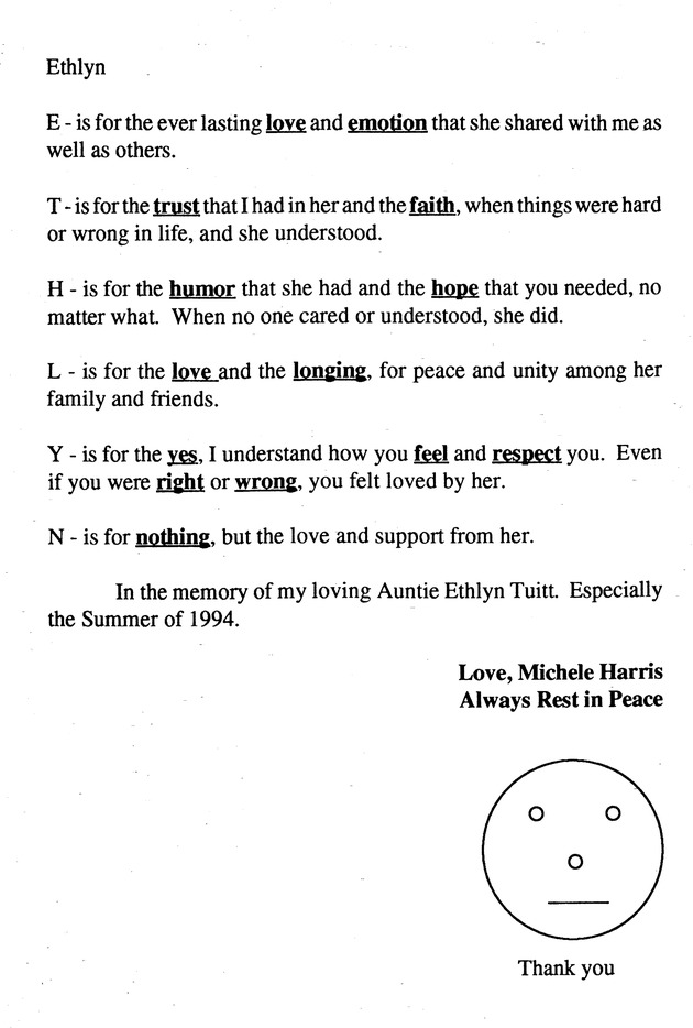 Funeral Booklet for Ethlyn Adora Tuitt - Page 10