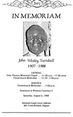 Funeral Booklet for John Wesley Turnbull