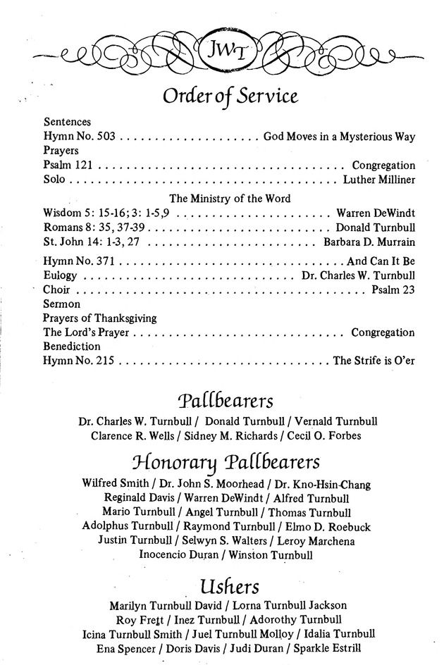 Funeral Booklet for John Wesley Turnbull - Page 4