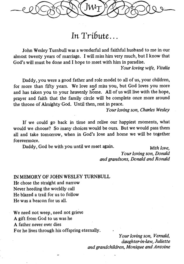 Funeral Booklet for John Wesley Turnbull - Page 5