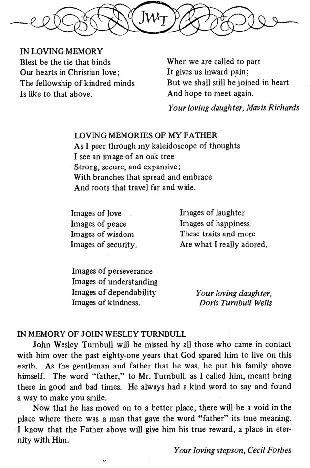 Funeral Booklet for John Wesley Turnbull - Page 6