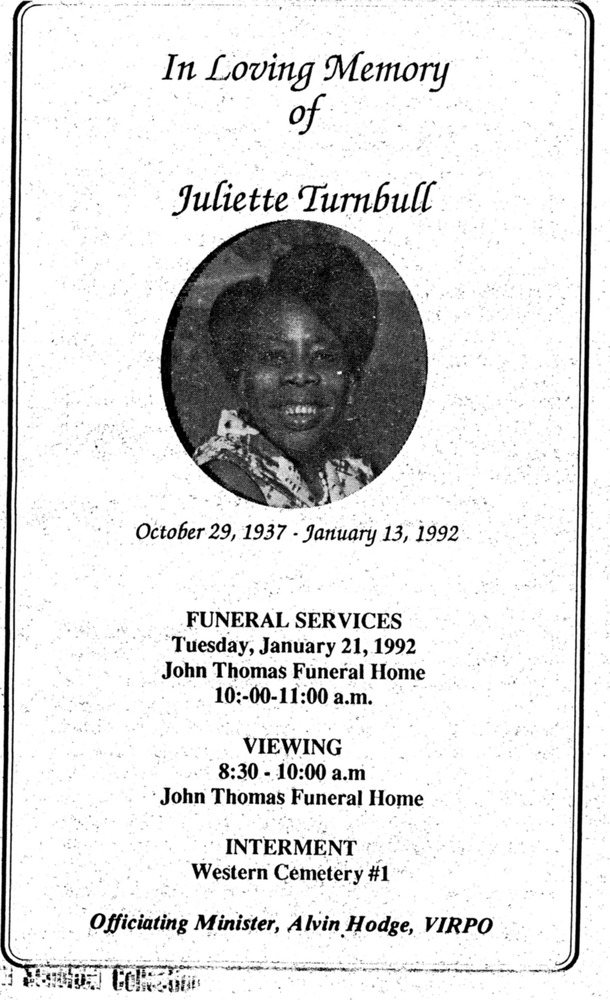 Funeral Booklet for Juliette Turnbull - Page 1