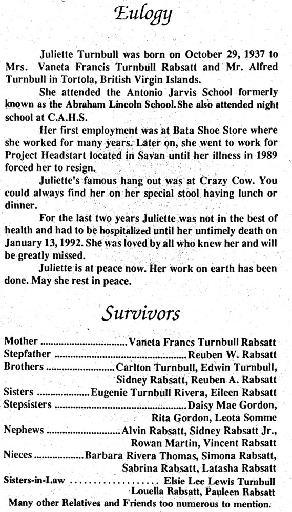 Funeral Booklet for Juliette Turnbull - Page 2