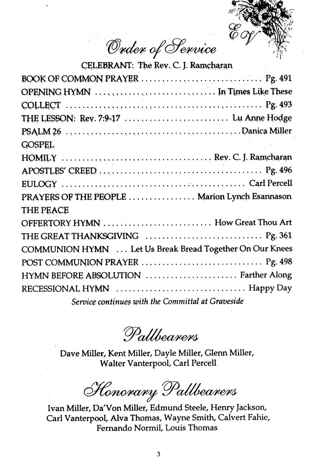 Funeral Booklet for Evelyn Mitchell Venzen Vanterpool - Page 3