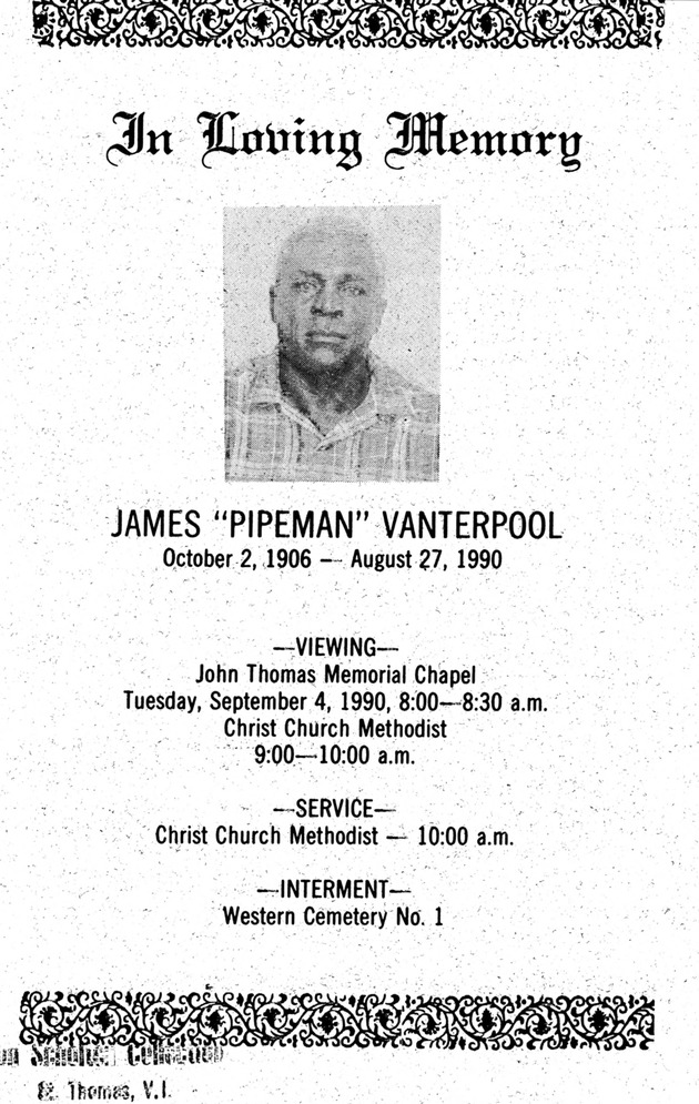 Funeral Booklet for James Vanterpool - Page 1