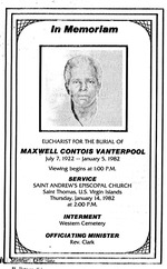 Funeral Booklet for Maxwell Contois Vanterpool