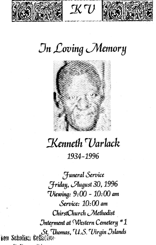 Funeral Booklet for Kenneth Varlack - Page 1