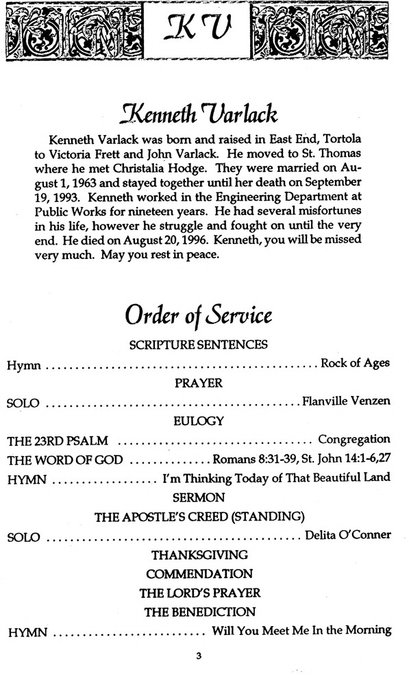 Funeral Booklet for Kenneth Varlack - Page 3