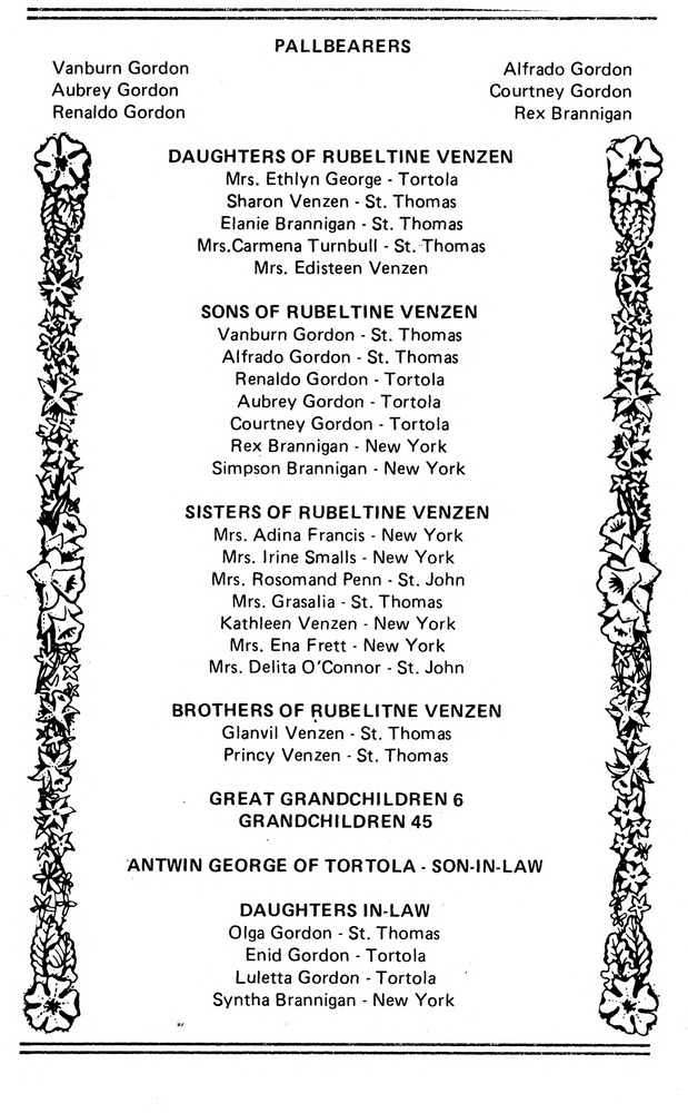 Funeral Booklet for Rubeltine Venez - Page 2