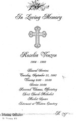 Funeral Booklet for Roselia Venzen