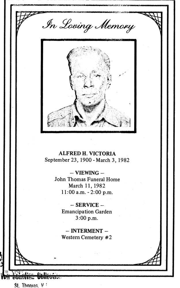 Funeral Booklet for Alfred H. Victoria - Page 1