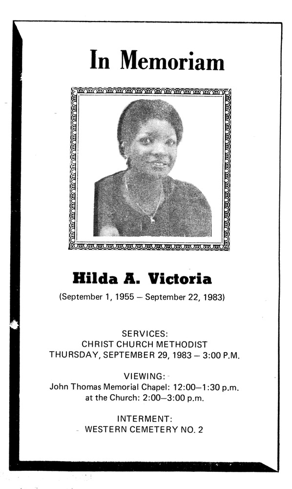 Funeral Booklet for Hilda A. Victoria - Page 1