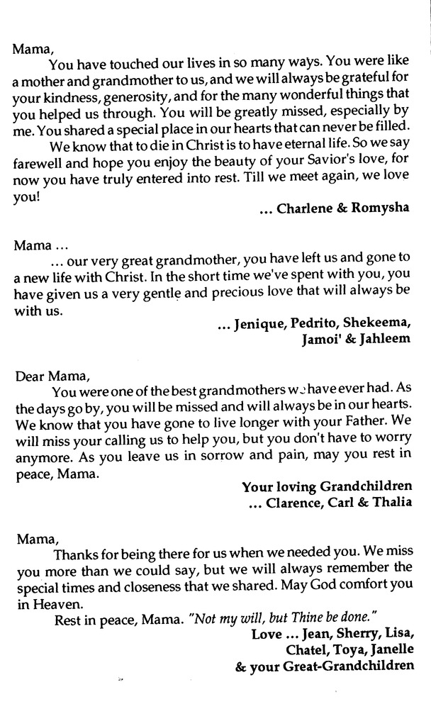 Funeral Booklet for Mercelita Walcott - Page 6