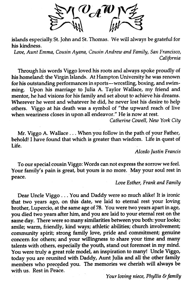 Funeral Booklet for Viggio Adelbert Wallace - Page 6