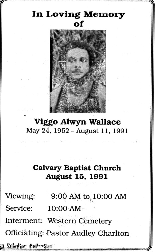 Funeral Booklet for Viggio Alwyn Wallace - Page 1