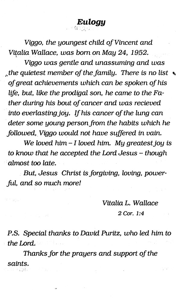 Funeral Booklet for Viggio Alwyn Wallace - Page 4