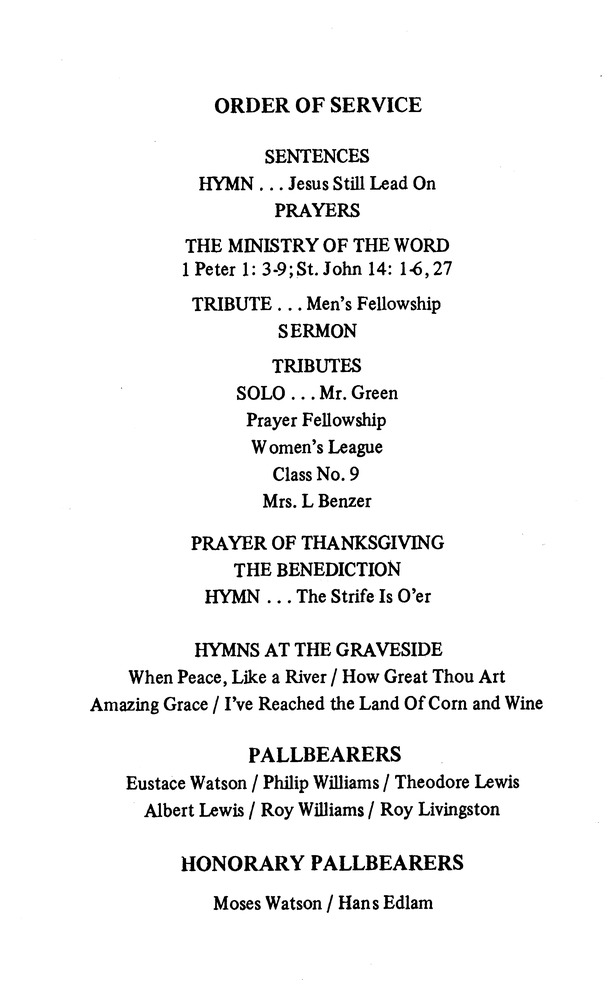 Funeral Booklet for Casper Irvin Watson - Page 3