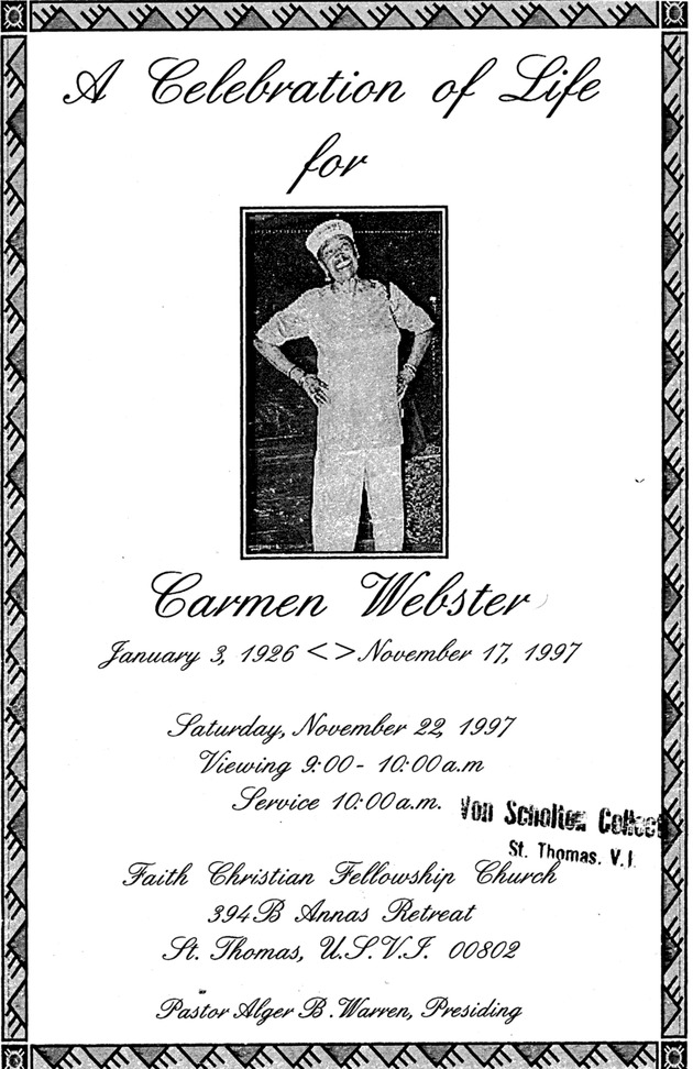 Funeral Booklet for Carmen Webster - Page 1