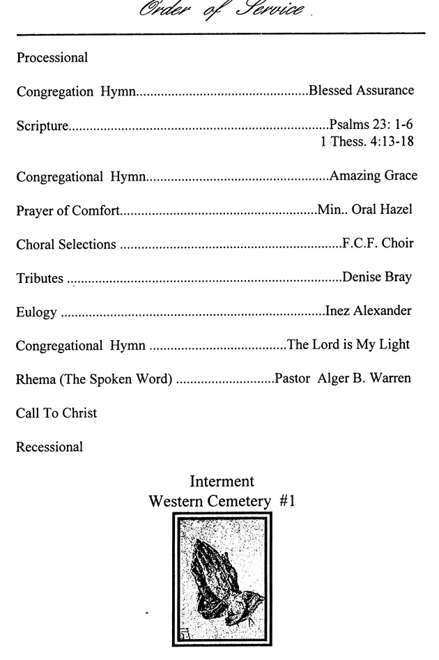 Funeral Booklet for Carmen Webster - Page 2