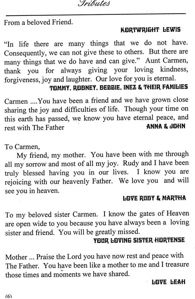 Funeral Booklet for Carmen Webster - Page 6