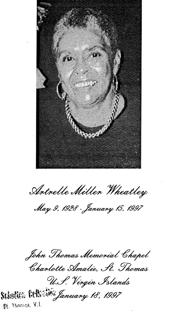 Funeral Booklet for Artrelle Miller Wheatley - Page 1