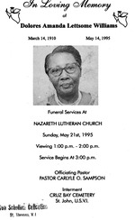 Funeral Booklet for Dolores Amanda Lettsome Williams