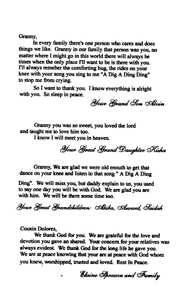 Funeral Booklet for Dolores Amanda Lettsome Williams - Page 6