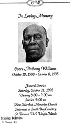 Funeral Booklet for Evers Anthony Williams