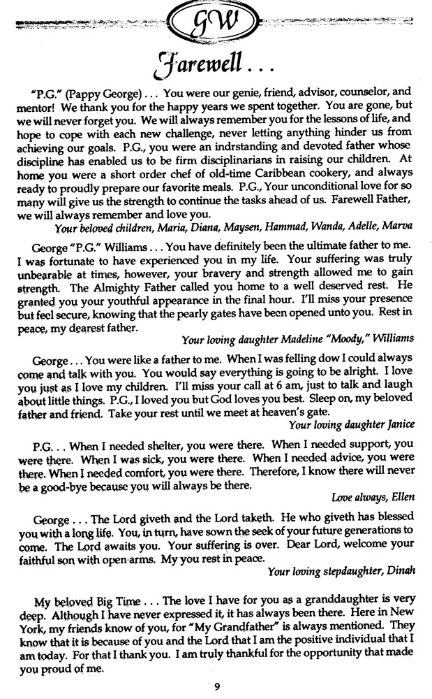 Funeral Booklet for George T. L. Williams - Page 5