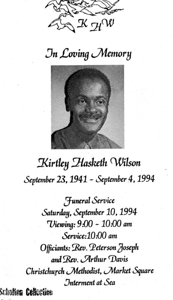 Funeral Booklet for Kirtley Hasketh Wilson - Page 1