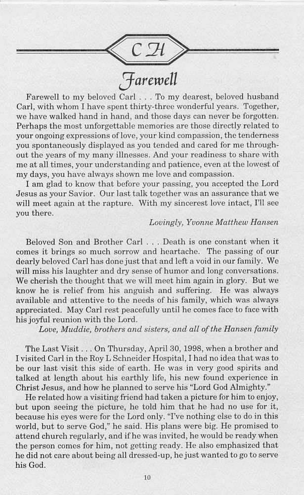 Funeral Booklet for Carl Christian Hansen - Page 7